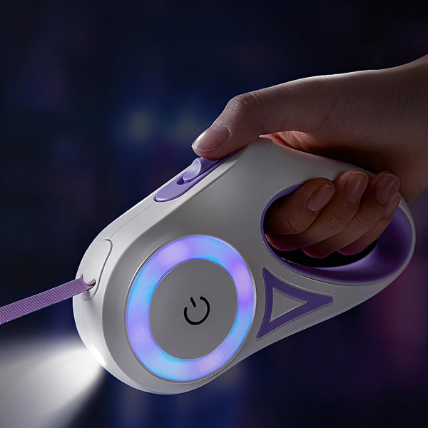 Hands-Free Retractable Dog Leash with LED Safety Light