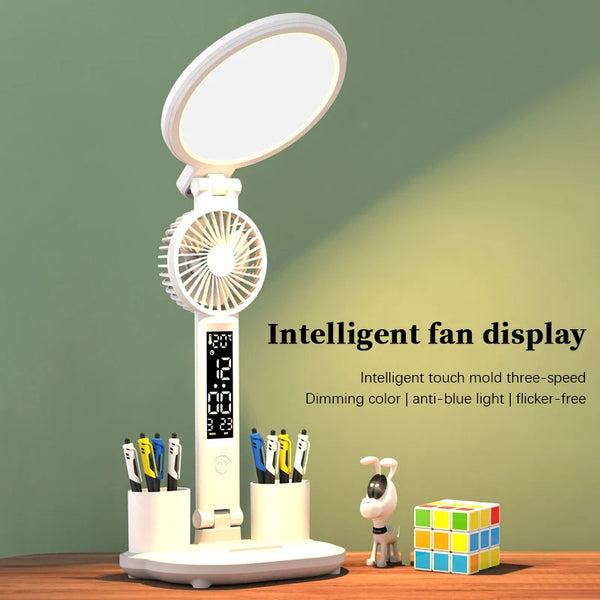 3-in-1 LED Clock Table Lamp – Portable USB Dimmable Night & Reading Light
